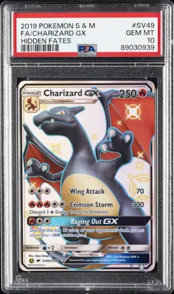 2019 POKEMON SUN & MOON HIDDEN FATES #SV49 FULL ART/CHARIZARD GX PSA 10 - Image 1