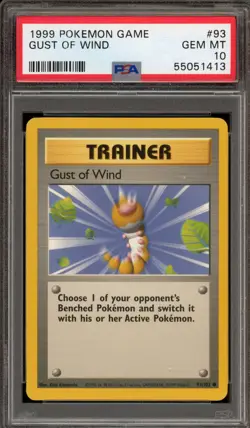 Pokemon Gust of Wind Base Set Unlimited #93 PSA 10 Gem Mint - Image 1