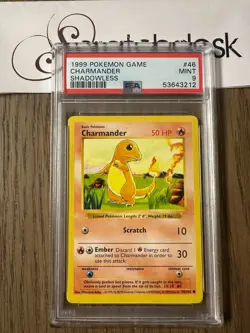 PSA 9 - Pokemon CHARMANDER 46/102 - SHADOWLESS BASE SET - MINT - Image 1