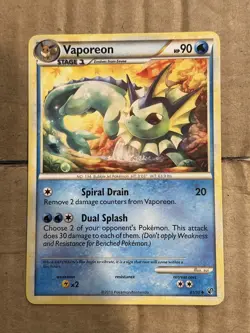 2010 Pokemon HeartGold & SoulSilver Undaunted Vaporeon #41/90 - Image 1
