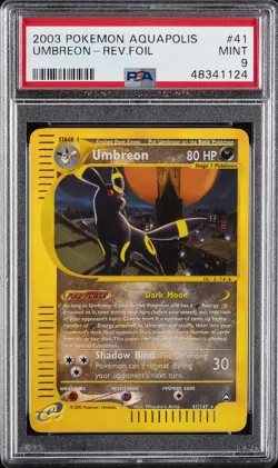 2003 POKEMON AQUAPOLIS #41 UMBREON-REVERSE FOIL PSA 9 - Image 1