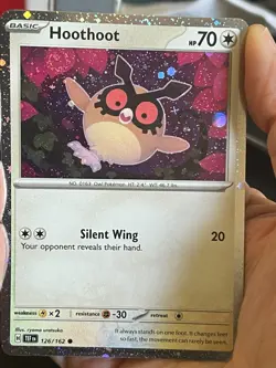 POKEMON HOOTHOOT 126/162 COMMON COSMOS HOLO with SWIRL TEMPORAL FORCES NM CARD - Image 1
