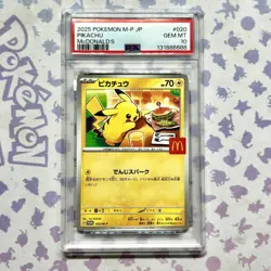 PSA 10 Pikachu 020/M-P McDonald's Happy Set Promo Pokemon Card Japanese 2025 UK - Image 1