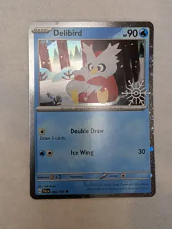Delibird 046/193 Holiday Snowflake Stamp Promo Pokemon Card Holo Full Art NM - Image 1