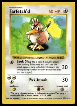 Vintage Farfetch'd 027/102 Base Set (Shadowless) Pokemon Card WOTC | LP - Image 1