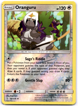 Pokemon TCG Oranguru 182/236 Unified Minds Reverse Holo Rare Near Mint - Image 1