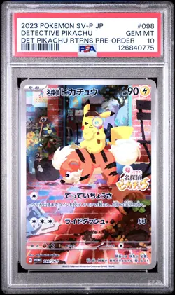 2023 POKEMON JPN SV-P PROMO #098 DETECTIVE PIKACHU PSA 10 - Image 1