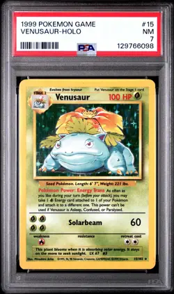Pokemon TCG Venusaur 15/102 Base Set Holo PSA 7 - Image 1