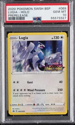 2020 POKEMON SWSH BLACK STAR PROMO PRERELEASE #069 LUGIA-HOLO PSA 10 - Image 1