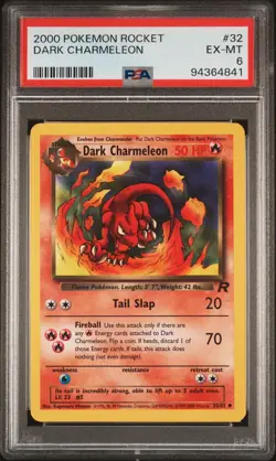 2000 Pokemon Team Rocket Dark Charmeleon #32 Graded PSA 6 EX-MT - Image 1