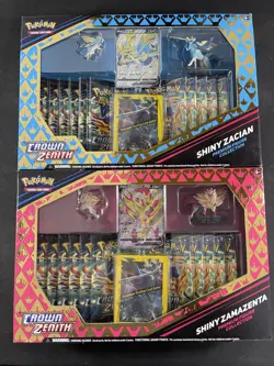 Pokemon Cards x2 Sealed Zacian Zamazenta Premium Figure Collection Crown Zenith - Image 1