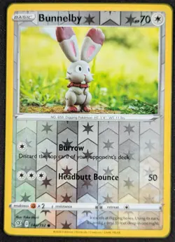 Bunnelby 2020 Rebel Clash Reverse Holo Pokemon Card 146/192 (NM) - Image 1