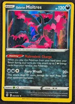 Galarian Moltres 2021 Evolving Skies Holo Rare Pokemon Card 093/203 (NM) - Image 1