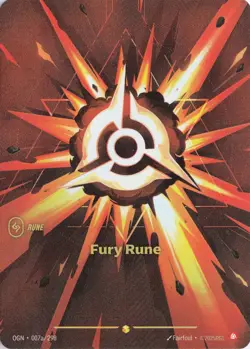 2025 League of Legends Riftbound English TCG Card Fury Rune OGN·007a/298 Alt Art - Image 1