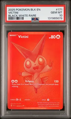 2025 POKEMON BLK EN-BLACK BOLT BLACK WHITE RARE #171 VICTINI PSA 10 - Image 1