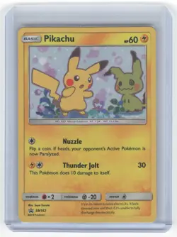 2019 Pokemon Pikachu Sun & Moon Black Star Promo Cosmos Holo #SM162 (Swirl) NM - Image 1