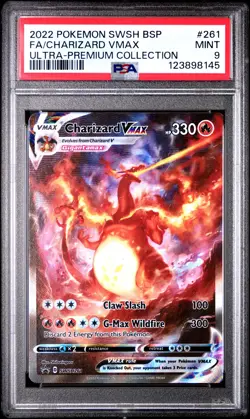 2022 POKEMON SWSH BLACK STAR PROMO #261 FULL ART/CHARIZARD VMAX PSA 9 - Image 1