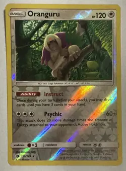 Oranguru 113/149 Rev Reverse Holo Sun & Moon Base SM Pokemon Near Mint - Image 1