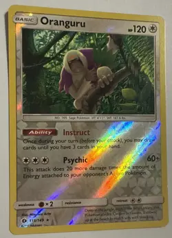 Oranguru 113/149 Rev Reverse Holo Sun & Moon Base SM Pokemon Near Mint - Image 2