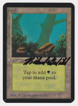 Richard Garfield Signed Forest LP Alpha (Limited Edition) 1993 MTG Magic Vintage - Image 1