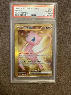 2023 POKEMON MEW EN-151 HYPER RARE #205 MEW EX PSA 8 NM-MT MC MISCUT ERROR - Image 1
