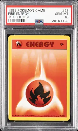 1999 POKEMON BASE SET 1ST EDITION #98 FIRE ENERGY PSA 10 - Image 1
