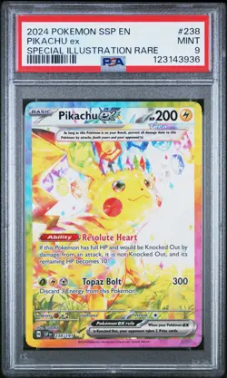 2024 POKEMON SSP EN-SURGING SPARKS SPECIAL ILLUSTRATION RARE PIKACHU EX PSA 9 - Image 1