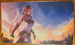 WOW Night Elf Playmat card game Play Mat desk Mouse Pad TCG CCG MTG 24 x 14 in - Image 1