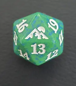 MTG D20 Spindown 20-sided Life Counter Die Dice Kamigawa: Neon Dynasty Green NEO - Image 1