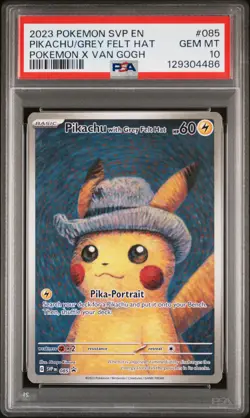 2023 POKEMON SVP EN-SV BLACK STAR PROMO #085 PIKACHU WITH GREY FELT HAT PSA 10 - Image 1