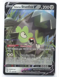 Pokemon TCG Galarian Stunfisk V Darkness Ablaze 128/189 Holo Ultra NM 0321#113 - Image 1