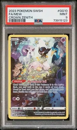 Pokemon TCG 2023 Pokemon SWSH Crown Zenith #GG10 Fa/Mew PSA 9 - Image 1