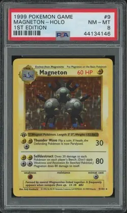 Pokemon Base Set 1st Edition Shadowless Magneton 9/102 PSA 8 - Image 1