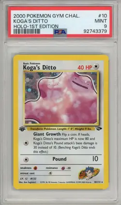 2000 Pokemon Gym Challenge 1st Edition Holo #10 Koga's Ditto PSA 9 MINT - Image 1