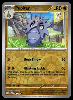 PUPITAR [FOIL] - 106/197 - OBSIDIAN FLAMES OBF POKEMON SV REVERSE - NM - Image 1