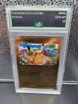 Pikachu Thunderbolt Gold Foil Fan Art Pokemon Card 075/073 Card NM GEM MT 10 - Image 1