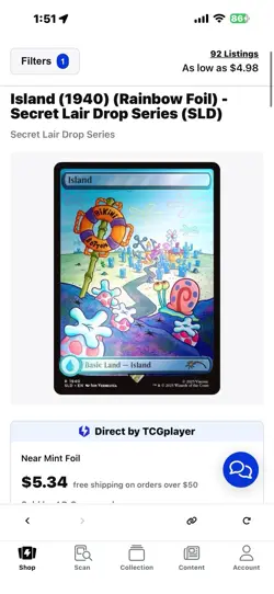Magic: The Gathering Secret Lair Drop NM Rainbow Foil SpongeBob Island (1940) - Image 1