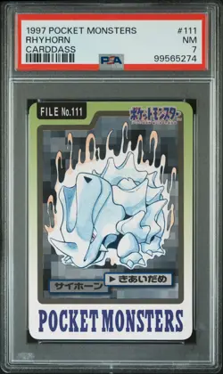PSA 7 Rhyhorn 111 Carddass Pokemon 1997 Pocket Monsters - Image 1