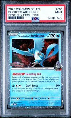 2025 POKEMON DRI EN-DESTINED RIVALS #051 TEAM ROCKET'S ARTICUNO PSA 9 - Image 1