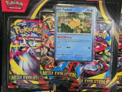 Pokemon TCG Mega Evolution 3 Pack Blister Psyduck Golduck & 6 Sleeved Booster - Image 3