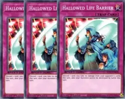 Yugioh - Hallowed Life Barrier x 3 - 1st Edition NM - Free Holographic Card - Image 1