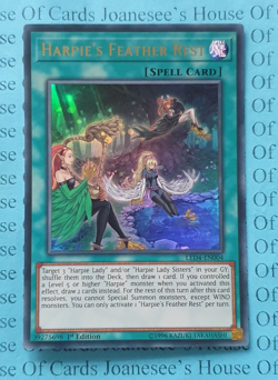 LED4-EN004 Harpie's Feather Rest Ultra Rare Yu-Gi-Oh Card 1st Edition New - Image 1