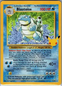 Blastoise 2/102 Holo Celebrations: Classic Collection - Pokemon Card - NM - Image 1