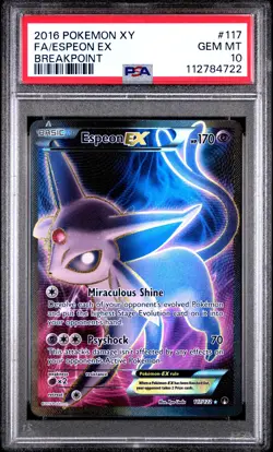 2016 POKEMON XY BREAKPOINT ESPEON EX #117 FULL ART PSA 10 GEM MINT #112784722 - Image 1