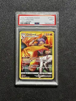 2022 POKEMON SWORD & SHIELD LOST ORIGIN #TG03 FULL ART/CHARIZARD PSA 9 - Image 1