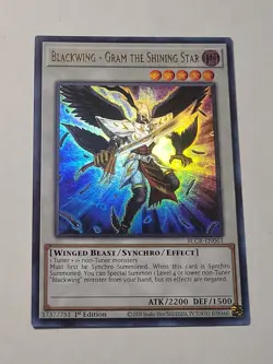 Yugioh Blackwing Gram the Shining Star BLCR-EN063 1st Ed Ultra Rare NM (A079) - Image 1