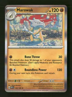 Marowak Holo Rare SV: Scarlet & Violet 151 105/165 NM Pokemon NM - Image 1