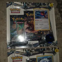 2x Pokemon Sun & Moon Ultra Prism Blister 3 Booster Pack Porygon-Z Vulpix Promo - Image 3
