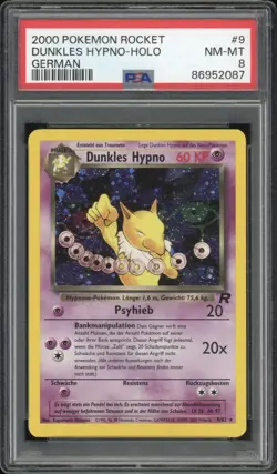 2000 Pokemon GERMAN Unlimited Rocket Dunkles-Dark Hypno Holo 9/82 PSA 8 NM-MT - Image 1