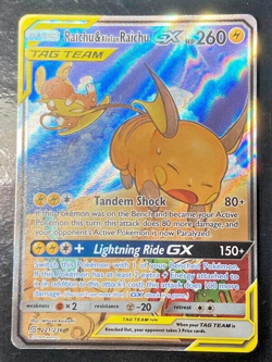 Pokemon TCG Raichu & Alolan Raichu Tag Team GX Unified Minds 221/236 Alt Art - Image 1